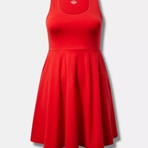 Torrid Foxy Skater Mini Dress | Red-Orange Scoop Neck Sleeveless Pocket DressSZ2